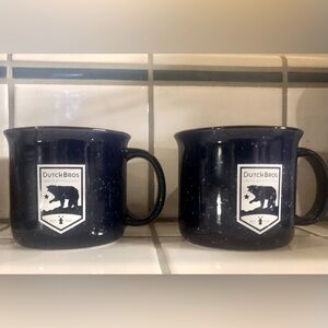 Set of 2 Dutch Brothers Mugs, Navy, Never Used, 16 ounce